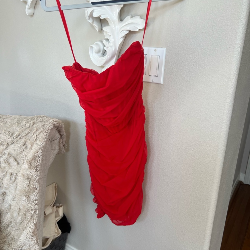 Red Strapless Mini Dress